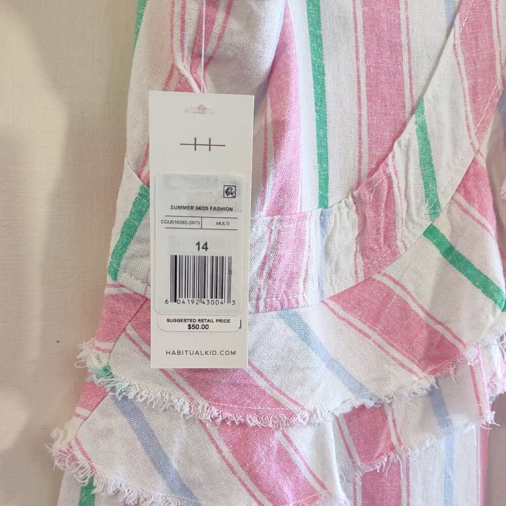 Habitual Girl's Striped Linen Dress Size 14  Euro Summer Special Occasion - Picture 8 of 10